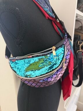 Mermaid Sequin Belt Bag - Iridescent Turquoise & Purple